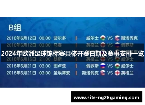 2024年欧洲足球锦标赛具体开赛日期及赛事安排一览
